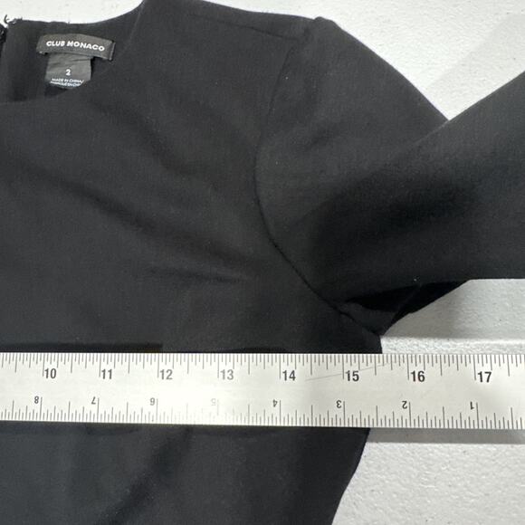 CLUB MONACO Black Bell Sleeve Loalla Ponte Dress Size 2 Classic Office Work - Picture 7 of 14